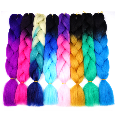 Ombre Synthetic Hair Extension Crochet Jumbo Braids Hair Yaki 24 Inch 100g Synthetic Raw Material Jumbo Braid Hair Extensions